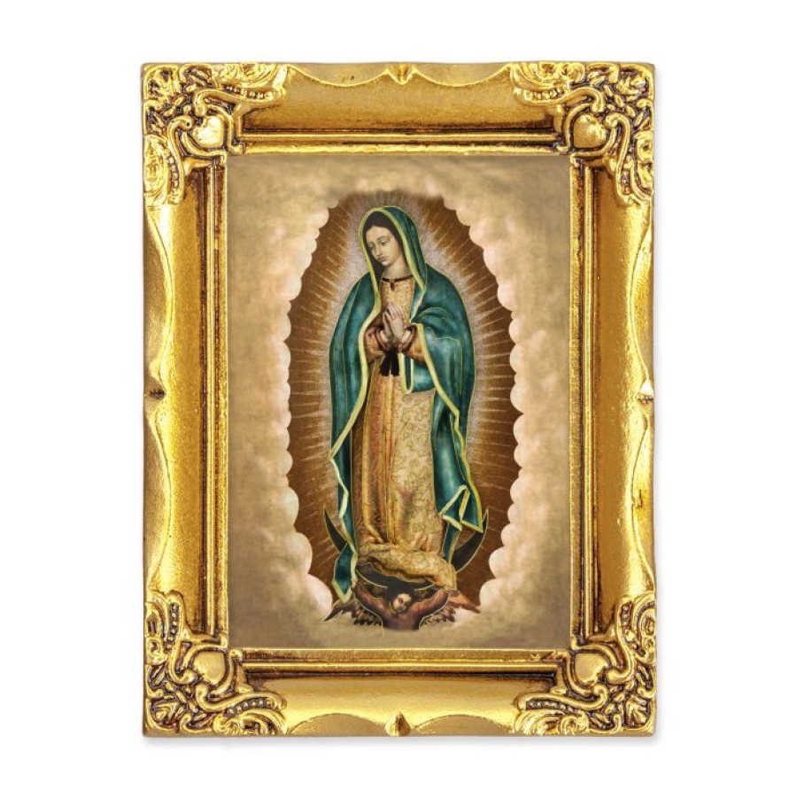 128-895 4 1/2" x 3 1/2" Antique Gold Frame Our Lady of Guadalupe