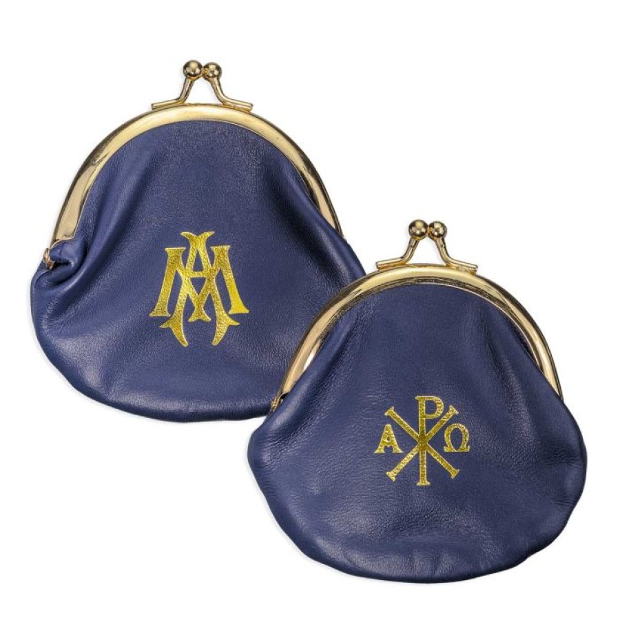 1687BL Genuine Sheepskin Leather Rosary Pouch in Soft Blue