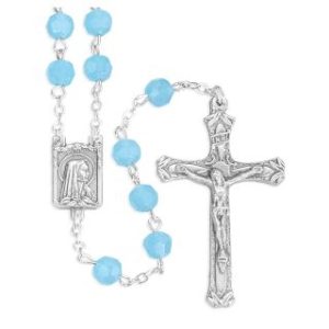 1218OTQ 6mm Opal Turquoise Faceted Glass Bead Rosary