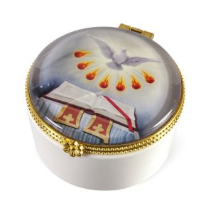 5991-9505 Porcelain Rosary Box With Holy Spir