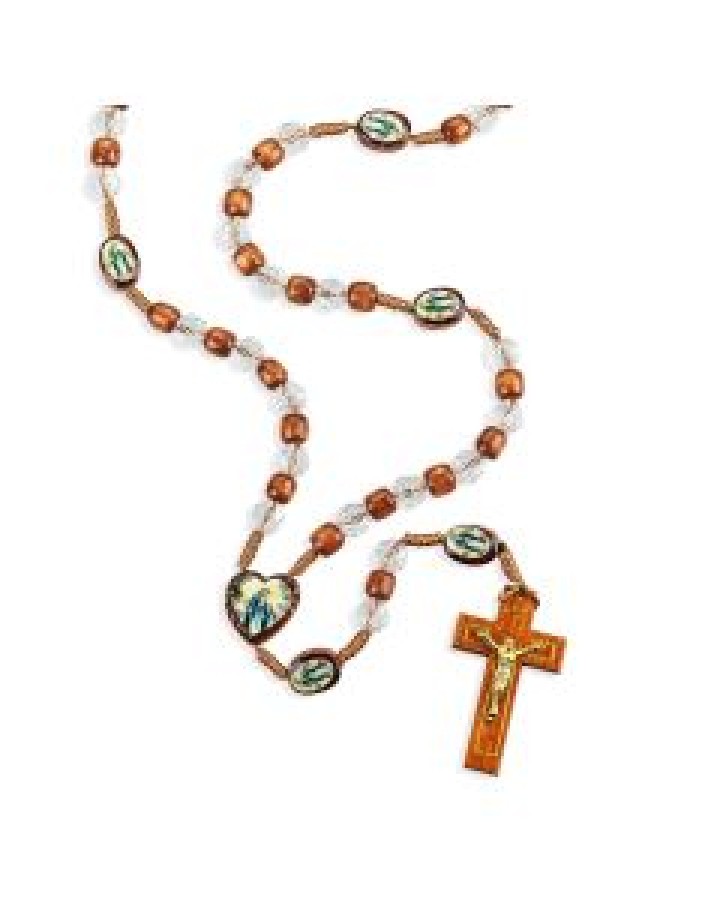 212 Our Lady of Grace Wooden Cord Rosary
