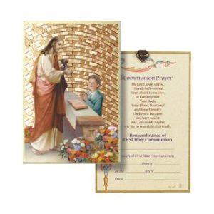 46E-678 4" x 6" Gold Foil Boy First Communion Mosaic Plaque with a Certificate