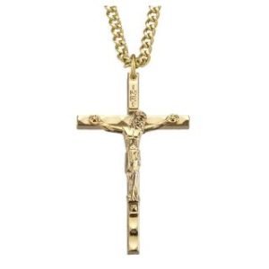 610G Gold Slim Line Crucifix on a 24" Gold Finish Chain