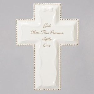 65877 6"H WHITE GOD BLESS WALL CROSS
