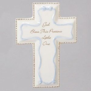 65878 6"h blue God bless wall cross