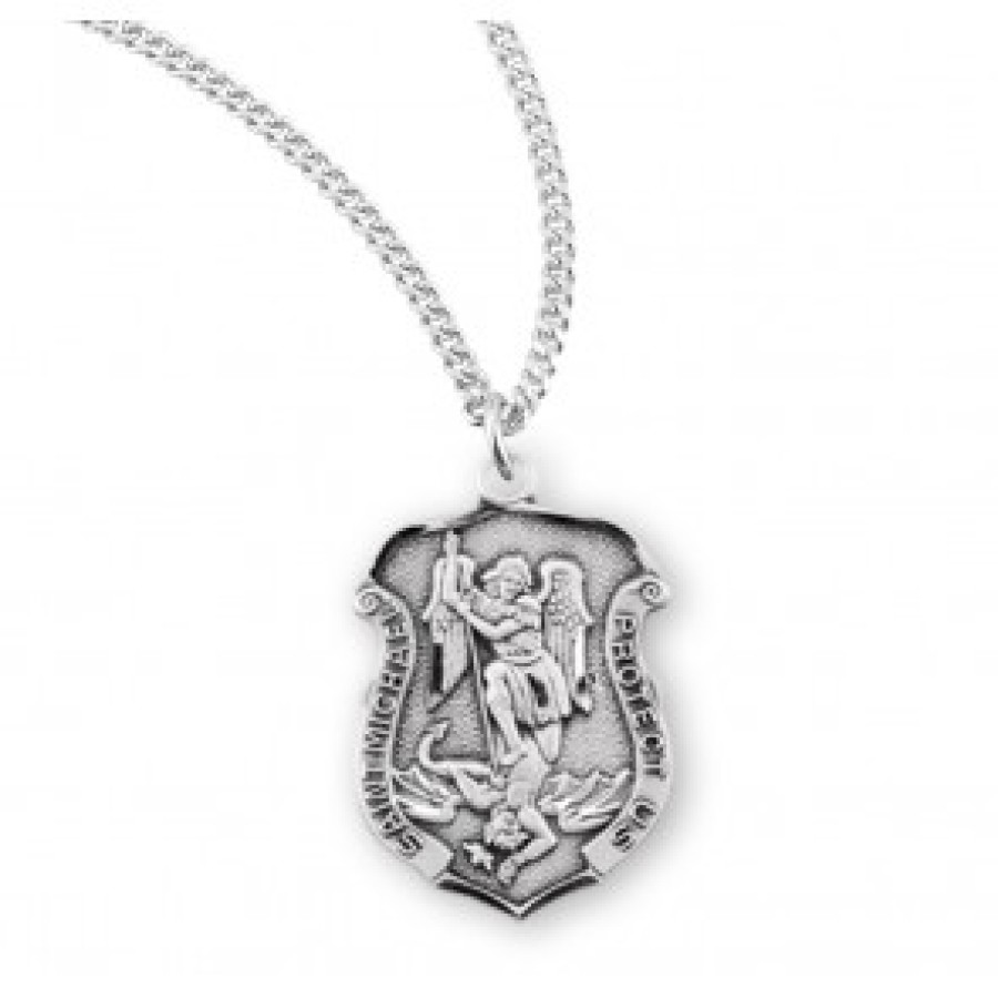 S161218TR Saint Michael Sterling Silver Badge
