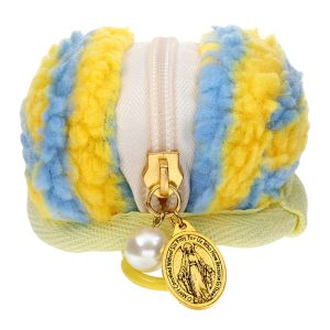 T1223 Miraculous Pearl Fuzzy Rosary Case with Clip