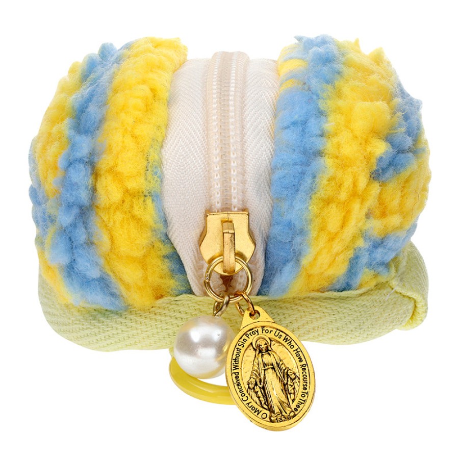 T1223 Miraculous Pearl Fuzzy Rosary Case with Clip