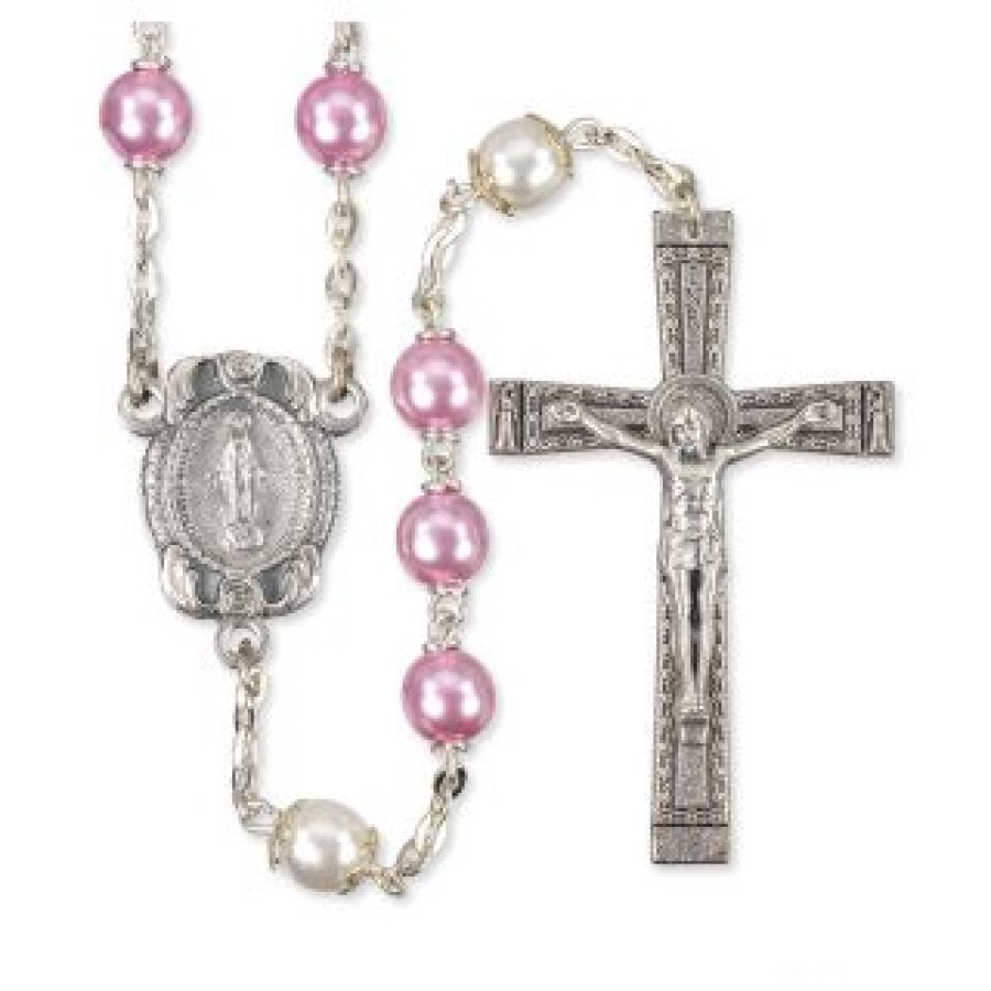 2303PK Pink-white pearl rosary