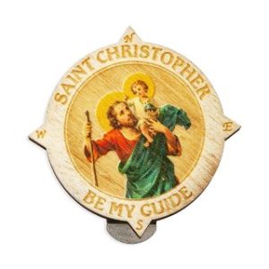 V-5626 Saint Christopher Wooden Auto Visor Clip