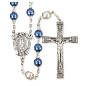 2303BL Blue Pearl Bead Rosary