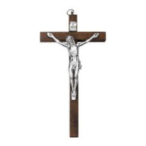 2159 Traditional Brown Wood Crucifix with Metal Corpus 5" Tall