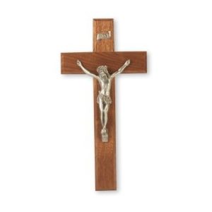 26p-10w1 10" Walnut Cross with Fine Pewter Corpus