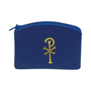 1676-04 BLUE CALF GRAIN VINYL ROSARY POUCH