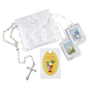 J5602 First Communion Kit Glass Rosary Girl