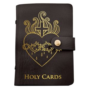 T1113 Dark Brown Sacred Heart Holy Card Holder