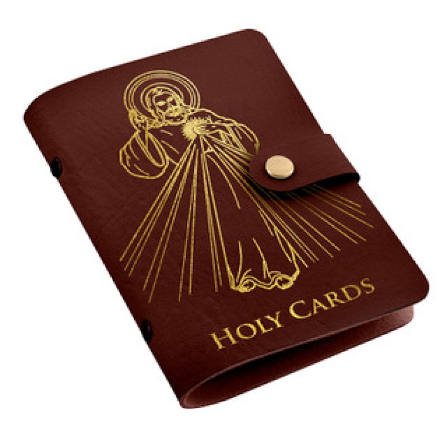 T1114 Brown Divine Mercy Holy Card Holder