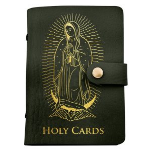 T1115 Green Our Lady of Guadalupe Holy Card Holder