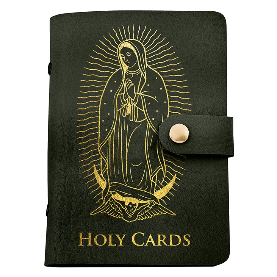 T1115 Green Our Lady of Guadalupe Holy Card Holder