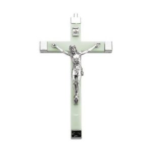 2040-11 5 1/2" Luminous Nickel Bound Crucifix with Antiqued Silver Corpus