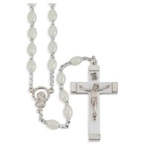 137LM Luminous Acrylic Bead Rosary with Metal Bound Crucifix