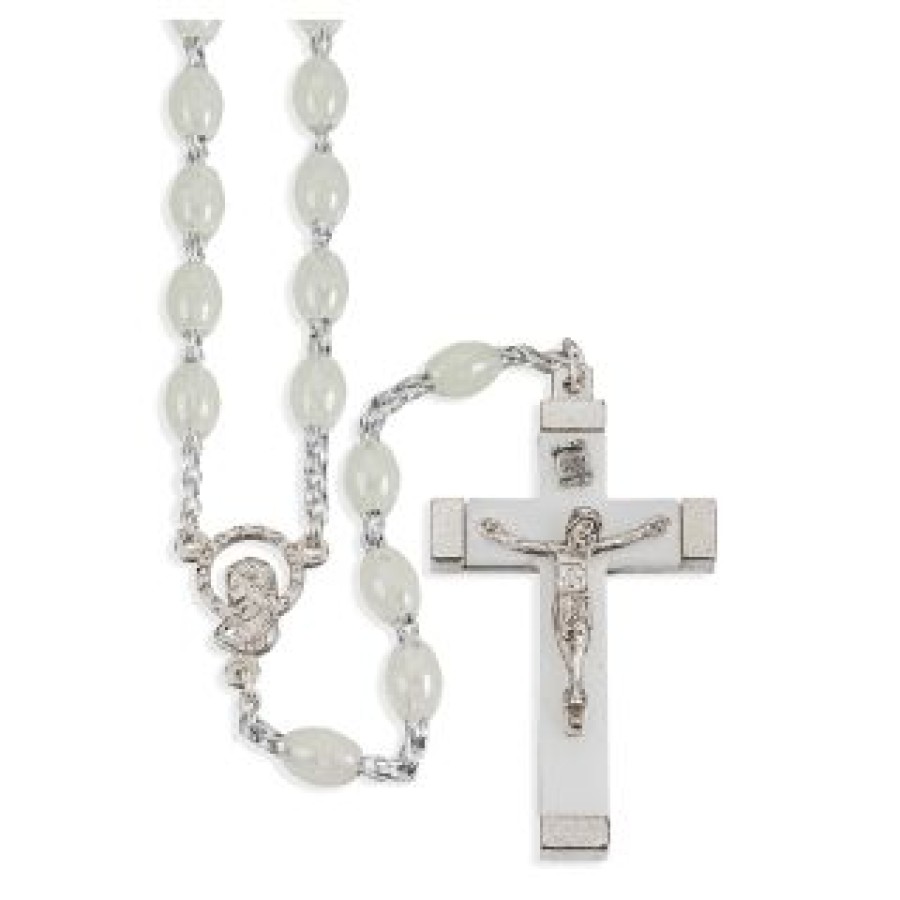 137LM Luminous Acrylic Bead Rosary with Metal Bound Crucifix
