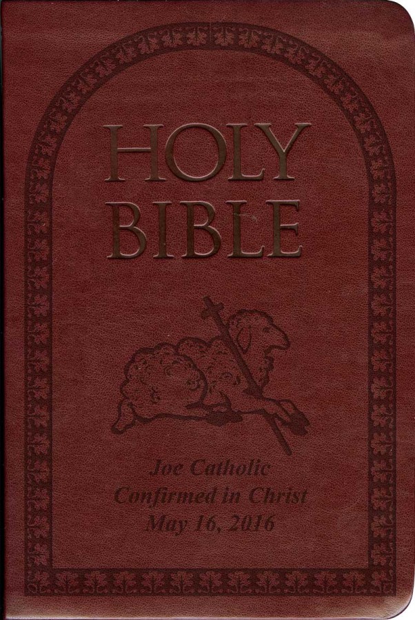 LB5-LAMB Laser Embossed Catholic Bible with Lamb Cover - Burgundy NABRE