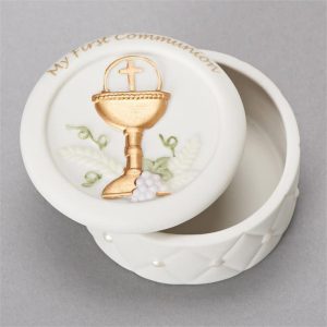 46145 1"H QUILTED COMMUNION KEEPSAKE BOX