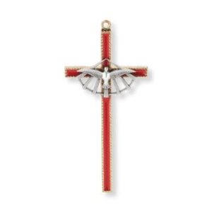 2086 3 1/2" Confirmation Cross with Red Epoxy on a 30" White Cord