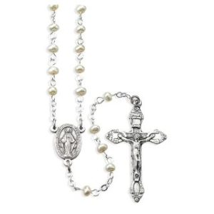 255WT Genuine White Freshwater Pearl Bead Rosary