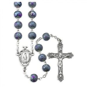 1157-8MT 8mm Montana Blue Lava Bead Rosary