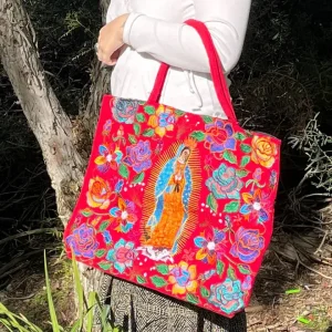 16-80-21RD Lady’S Purse - Our Lady of Guadalupe Red 18" X 15"