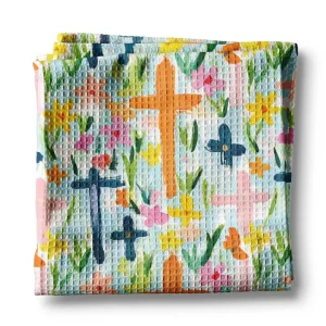 Easter Cross Christian Religious Kitchen Towel Waffle Baking