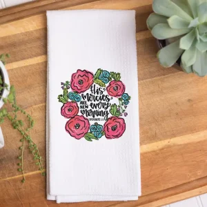 Lamentations Quote Religious Kitchen Towel, Spring Decor